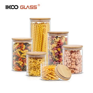 IKOO air tight sealable containers bamboo lid glass jars glass canister for pantry storage and kitchen organization