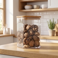 Pot de conservation alimentaire hermétique Wishome en PET avec couvercle en bambou, sans BPA, anti-fuite, pour la cuisine