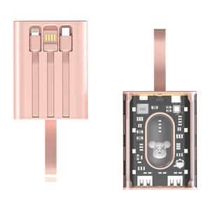 Cargador Portátil Transparente con Diseño de Mascota, 10000mAh, Cable Integrado, Carga Rápida, con Luz Nocturna - Product Image 1