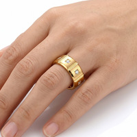 Herren Edelstahl Zirkon Ring Breiter Bandring Quadratischer CZ Statement-Ring Modeschmuck