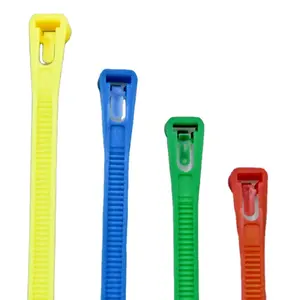 7.2*300 mm and other sizes Releasable/Reusable Cable Ties with Black,White, Red, Blue and yellow