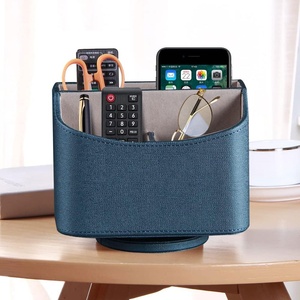 Support de télécommande en cuir PU rotatif à 360 degrés au design classique, <span class=keywords><strong>organisateur</strong></span> de bureau multifonctionnel brillant en forme de polygone pour la maison - Product Image 2