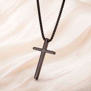 Collier Croix Simple et Tendance en Acier Inoxydable Personnalisable, Plaqué <span class=keywords><strong>Or</strong></span> PVD Argent et Noir, Pendentif Croix - Product Image 3