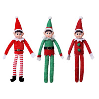Figurine d'elfe de Noël à membres articulés, visage en vinyle, décoration de Noël pour cheminée, étagère, table, vente en gros