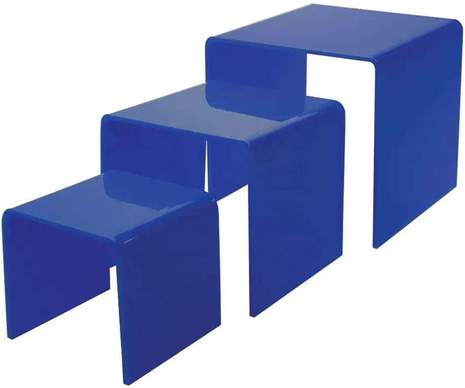 Acrylic U Shaped Risers Set of 3 Factory Custom Plexiglass Stacking Scroll Risers and Lucite Display Stand