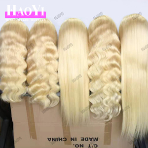 <span class=keywords><strong>Parrucca</strong></span> in <span class=keywords><strong>Capelli</strong></span> Umani Vergini Brasiliani 40 Pollici, Onda Profonda 613, Frontale HD 13x6 Senza Colla, Colore Biondo, per Donne - Product Image 4