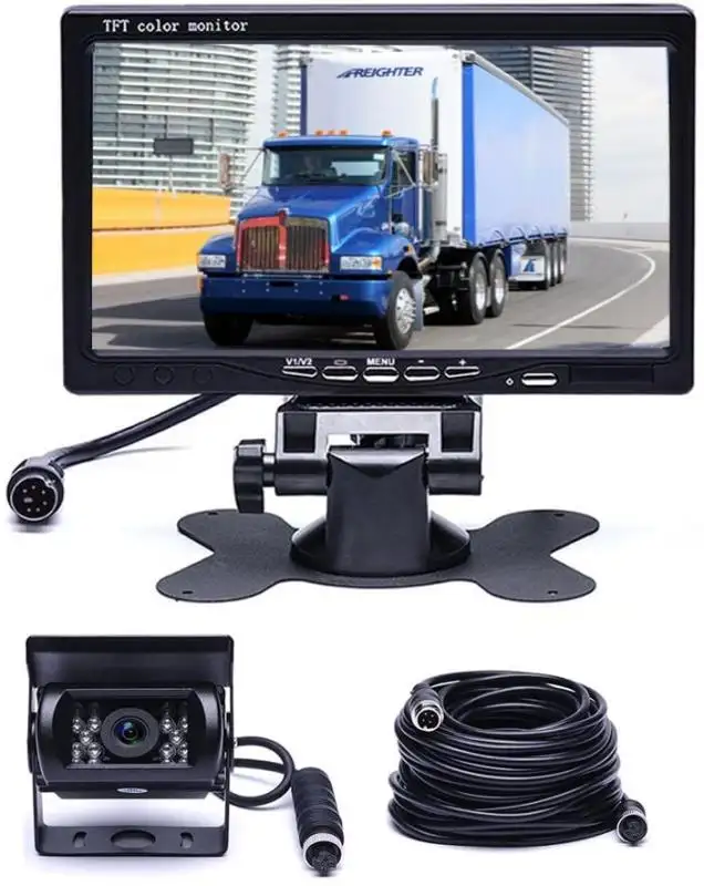 7 인치 감시자를 가진 차량 지원 사진기 체계 IR 야간 시계 사진기 지원 트럭을 위한 2 영상 입력 반전 주차 사진기