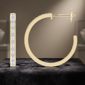 Pendientes de Aro de Oro de 10K, 14K, 18K y Plata 925 con Diamantes, Corte Baguette, Joyería de Lujo para Uso Diario para Mujer, Vaayu Jewels - Product Image 1