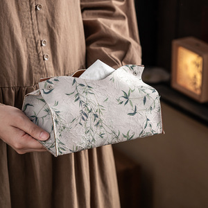 Chinese Style Brocade Fabric Tissue <b>Box</b> Cover With <b>Floral</b> Pattern For Living Room Car Tea Ceremony Accessory - Product Image 2