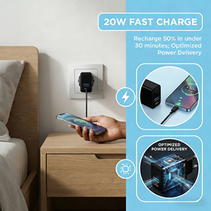 Chargeur rapide USB-C 20W avec prise UE, adaptateur mural double port PD QC3.0 Type C pour <span class=keywords><strong>iPhone</strong></span> 17 16 15 14 <span class=keywords><strong>13</strong></span>, <span class=keywords><strong>montre</strong></span> <span class=keywords><strong>connectée</strong></span> et écouteurs - Product Image 4