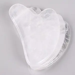 hot sale 100% clear crystal heart shape gua sha jade roller for facial and neck crystals healing stone gua sha