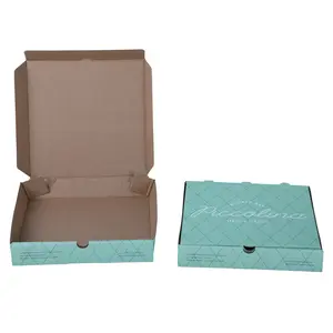 피자 상자 라운드 40X40 라이너 골판지 블랙 크래프트 핸들 로고이있는 맞춤형 피자 상자