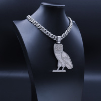 Liontin Burung Hantu Perak Sterling 925 Custom Full Iced VVS Moissanite Kalung Hewan Hip Hop Unisex