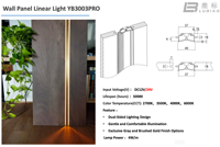 Bande lumineuse LED pour panneaux muraux en bois, panneaux à lattes, armoires, surface en aluminium décorative de 40 mm, garantie de 3 ans, CRI élevé 95, YB3003-26