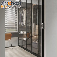 Dormitorio principal Walk in Closet con cajón extraíble Puerta de vidrio de diseño de lujo