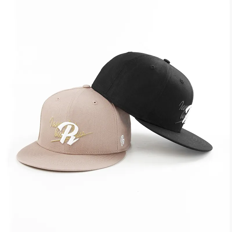 Logotipo personalizado de ala plana unisex negro deportes gorras de béisbol