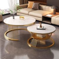 Table basse de luxe dorée pour salon, design moderne, mobilier de réception pour salon de beauté, style panneau bois pour la maison