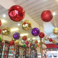 Grandes boules de Noël en plastique pour centre commercial suspendu Grandes boules galvanisées personnalisées Ornements à paillettes mates