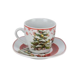 ENSEMBLE DE 6 Tasses de 90 ml avec soucoupe carrée et décoration sapin de Noël - Product Image 1