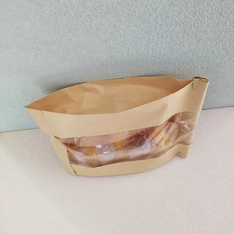 Wholesale Custom Biodegradable Food Grade Dessert Bakery Bread Loaf Packaging Kraft Paper Bag paper bag for bread basket