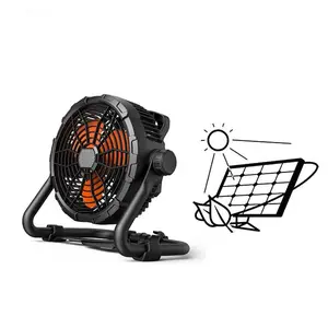 outdoor 12V DC portable LED USB floor solar wall hanging floor movable fan with light fan power camping outside rechargeable fan