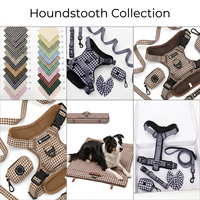 Ensemble Harnais et Laisse pour Chien Personnalisé Pied-de-Poule Anti-Traction Confortable Réglable Réfléchissant Facile à Enfiler avec Collier
