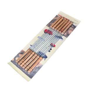 30cm 10 Uds brochetas Tige parrilla <span class=keywords><strong>Kebab</strong></span> Stick reutilizable Acero inoxidable barbacoa pincho palo barbacoa varilla con mango de madera - Product Image 2