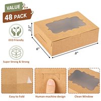 Cajas de Papel Kraft Transparente para Donuts, Pasteles, Galletas y Cupcakes con Ventana Transparente, Caja de Pastel