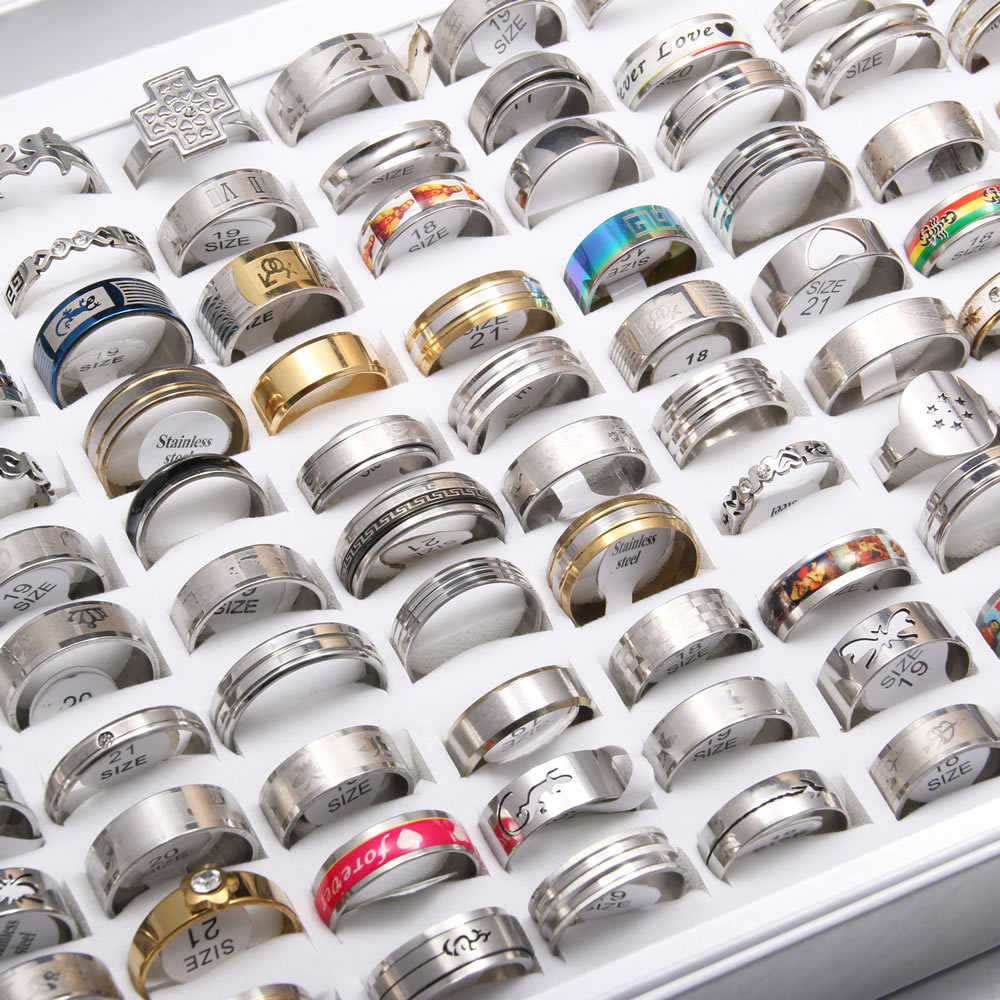 Anillos de acero inoxidable para hombre, joyas mezcladas, baratas, venta al por mayor