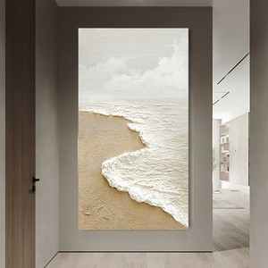 Pintura al óleo pintada a mano, escena de playa con olas del mar, 120x60cm, arte de pared minimalista moderno para sala de estar, decoración de fondo para sofá - Product Image 4