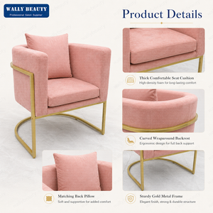 Sillón de Peluquería Profesional Nórdico de Terciopelo con Base Fija Dorada para Salón de Belleza - Product Image 2