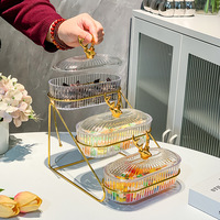 Ensemble de Plateaux à Dessert pour Fête, Ours Mignon, Plateau à Fruits en Verre à Deux Niveaux, Assiettes de Service pour Fruits Secs