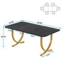 Table à manger rectangulaire Tribesigns pour 4 personnes, 63 pouces, table de cuisine moderne avec plateau en faux marbre et pieds en métal