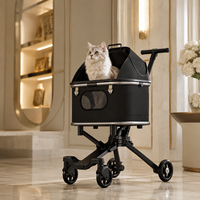 Poussette pour animaux de compagnie pliable, design de voyage avec roues pivotantes à 360°, maille respirante et cabine amovible, vente en gros OEM