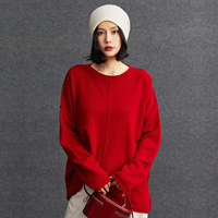 Pull en cachemire pour femme à couture centrale apparente, coupe ample, en maille douce de laine mélangée, vente en gros, étiquetage privé