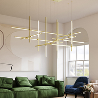 Lustre LED en acrylique AB personnalisé, géométrique, carré, long, combiné, moderne, avec tubes linéaires, pour hall d'hôtel