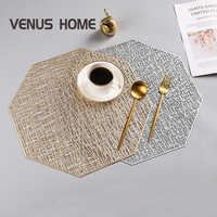 Sous-verres octogonaux creux en PVC or argenté napperon bol manteles individuales géométrique fleur Design accessoires de cuisine