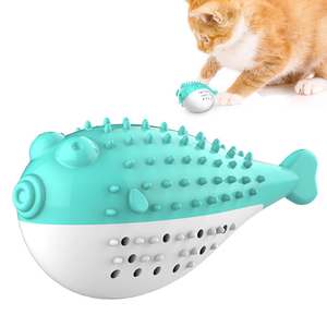 MOFESIPI cepillo de dientes para gatos, juguete de hierba gatera, juguetes en forma de pez, palitos de Limpieza de dientes de gato de silicona para masticar, agarrar y jugar - Product Image 1