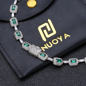 Unisex Geometric Gift Necklace New Arrival Green Baguette Zircon with Emerald Inspired Cushion Cut Fashion Jewelry Copper Alloy - Product Image 3