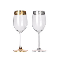Juego de copas de vino tinto de cristal para restaurante, vasos para beber de tallo largo, con borde dorado/plateado, para bodas y hoteles