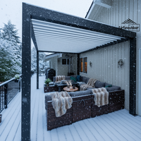 Kit de pergola bioclimatique autoportante Airfun en aluminium avec revêtement en poudre - Toit rétractable à lames motorisées, protection UV