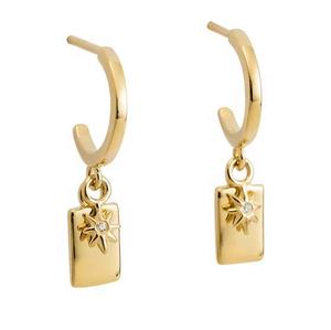 मिल्कशेक टॉप बेच रहे अच्छे गहने-925 18k सोने के न्यूनतम वर्ग सफेद टॉपज़ स्टोन सन पेलेंट ऑक्टागोनल स्टार हूप्स ईयररिंग्स - Product Image 3