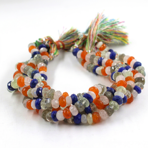 Cuentas de piedra natural multicolor de forma irregular, cuentas sueltas para hacer pulseras, rondelas de piedras preciosas facetadas de 7-8 mm - Product Image 2