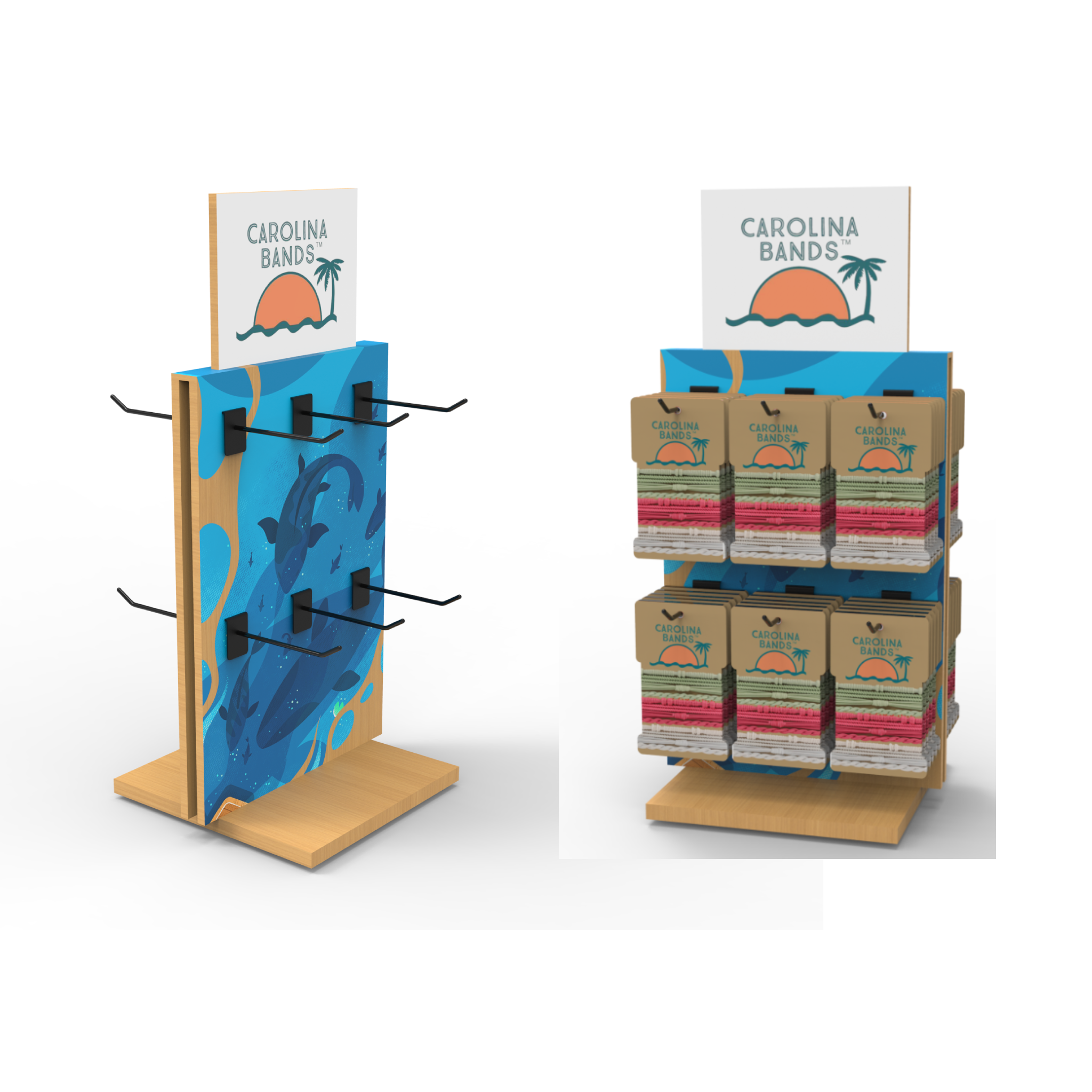 Customized Sturdy Rotating Bracelet Display Stand with Hooks for Gift Shops, Jewelry Stores Ocean Beach Themes Shelves — view 2