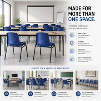Chaise de formation empilable ergonomique et durable avec assise en PP et structure en acier pour salle de classe, bureau, réunion, conférence