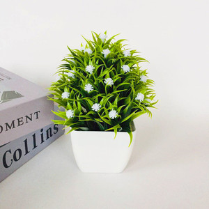 Plante artificielle Qi Xing Bonsaï 17 cm, mini tour en plastique pour décoration intérieure, fleurs de couleur cramoisie, violette, bleue, rose, jaune, blanche - Product Image 3