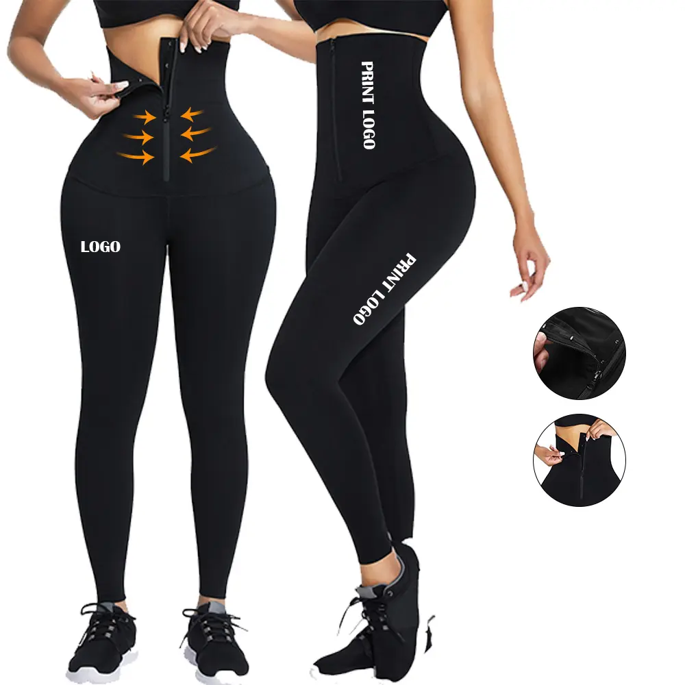 HEXIN Legging Olahraga Wanita, Desain OEM Tinggi Pinggang Pelatih Korset Kait Gym Legging untuk Wanita