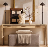 Table console en bois de chêne de style français de luxe avec tiroirs meubles personnalisables en bois massif pour la maison salon