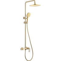 Colonne de douche de luxe dorée avec mitigeur en laiton et fonction pluie pour salle de bain, pour projets et vente en gros