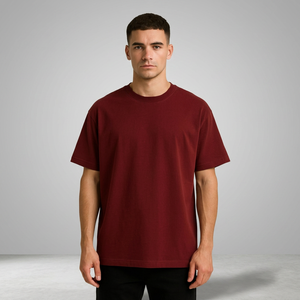 T-shirt personnalisé à manches courtes en coton lourd coupe classique |   T-shirt uni à épaules tombantes pour homme, style streetwear |   Premium - Product Image 4